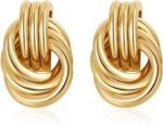 Stylish Gold Plated Knot Earrings for Girls Chunky Assertion Drop Dangl... - Image 2