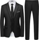 WULFUL Males's 3 Piece Slim Match Go well with Set Two Button Blazer Jacket Vest P... - Image 2