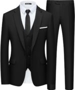 WULFUL Males’s Slim Match Go well with One Button 3-Piece Blazer Gown Enterprise We... - Image 2