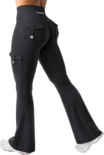 YEOREO CoreFlex Ladies Exercise Flare Leggings with Pockets Hidden Scrun... - Image 2