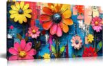 ZHAOSHOP Colourful Flowers Portray Wall Decor Residing Room - Floral Can... - Image 2