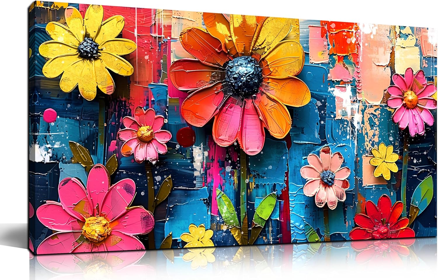 ZHAOSHOP Colourful Flowers Portray Wall Decor Residing Room - Floral Can... - Image 2