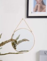 Dahey 11.8-inch Small Hanging Circle Mirror Wall Decor Gold Spherical Mirr... - Image 4