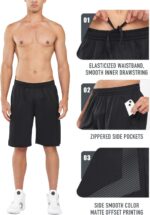 NORTHYARD Males's 10" Athletic Basketball Shorts with Zipper Pockets Qui... - Image 6