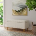 HomePop Malmo Ornamental Storage Bench -Cream Chevron Woven - Image 3