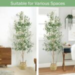 Fake Olive Tree 6FT, Synthetic Potted Tree with Planter, Silk Crops ... - Image 6