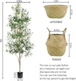 Fake Olive Tree 6FT, Synthetic Potted Tree with Planter, Silk Crops ... - Image 7