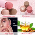 Face Stick Trio 3Pcs Multi Make-up Blush Highlighter Contour Sticks, Bu... - Image 3