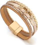 Fesciory Leopard Bracelet for Girls, Boho Leather-based Wrap Multi-Layer Pea... - Image 3