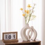 Off White Hole Ceramic Vase Set of two, Spherical Trendy Vase for Nordic M... - Image 3