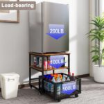 PUNCIA 19.7x19.7in Mini Fridge Stand with Storage and Wheels Heavy Dut... - Image 4