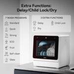 Hermitlux Countertop Dishwasher, 7 Washing Applications Moveable Mini Dish... - Image 4