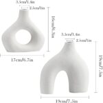 White Ceramic Vase Set of two for Trendy House Decor, Spherical Matte Donut V... - Image 3