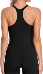 ATTRACO Ribbed Exercise Tank Tops for Girls with In-built Bra Tight Rac... - Image 3