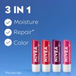 NIVEA Lip Care, Fruity Tinted Lip Balm Selection Pack, Cherry, Strawberr... - Image 4
