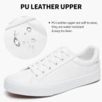 SERNIAL Womens White Tennis Sneakers PU Leather-based Sneakers Informal Strolling S... - Image 3