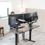 VIVO Triple Pneumatic Monitor Mount for 3 Screens as much as 32 inches, Ful... - Image 3