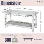 Nation Cottage 36-Inch Farmhouse Entryway Bench with Storage Shelf – ... - Image 4