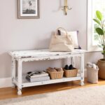 Nation Cottage 36-Inch Farmhouse Entryway Bench with Storage Shelf – ... - Image 8