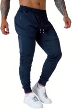 Mens Lively Athletic Exercise Jogger Sweatpants for Males with Zipper Poc... - Image 3