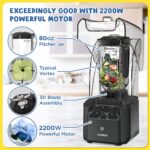 CRANDDI Industrial Quiet Blender, 2200 Watt Skilled Countertop Bl... - Image 3