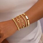 Gold Bracelets for Ladies Non Tarnish, 14K Gold Plated Chunky Cuff Brac... - Image 4