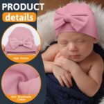 Cuffbow 4 Pcs Preemie Hats Bow Cap Heat Hospital Untimely Child Cotton... - Image 5