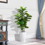 Synthetic Fiddle Leaf Fig Plant Indoor 5FT Fake Fig Tree with White D... - Image 3