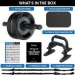 Ab Curler Wheel, 6-in-1 Ab Curler Package with Knee Mat, Push-Up Bars, Res... - Image 3