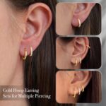 Small Gold Huggie Hoop Earrings Set for Girls Males Hypoallergenic 14K P... - Image 7