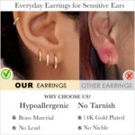 Small Gold Huggie Hoop Earrings Set for Girls Males Hypoallergenic 14K P... - Image 9