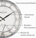 Presentime & Co 13" Farmhouse Outside Wall Clock w/Outside Thermometer... - Image 3