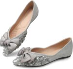 Flats Girls Rhinestone Wedding ceremony Flats Consolation Pointed Toe Ballet Flats ... - Image 3
