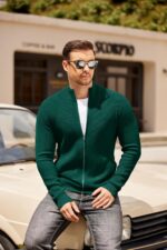 COOFANDY Mens Zip Up Cardigan Sweater Slim Match Informal Full Zip Sweater... - Image 3