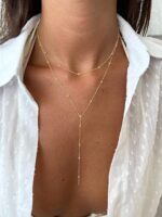 Foxgirl Lariat Gold Necklace for Ladies, Dainty Lengthy Necklace 14k Gold ... - Image 4