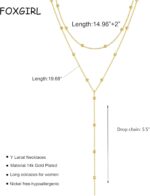 Foxgirl Lariat Gold Necklace for Ladies, Dainty Lengthy Necklace 14k Gold ... - Image 6