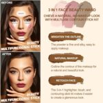 Lezero 3Pcs Contour Stick Make-up Equipment, Shades with Highlighter, Blush a... - Image 4