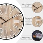 24 Inch Grand Farmhouse Wall Clock, Classic-Impressed Wooden & Steel Desi... - Image 6