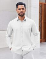 COOFANDY Mens Button Down Shirt Informal Untucked Shirts Lengthy Sleeve Dre... - Image 4