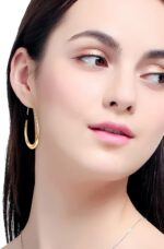 Light-weight Teardrop Hoop Earrings for Ladies - 14k Gold/White Gold Pla... - Image 5