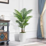 Synthetic Palm Tree 5FT - Pretend Tree with White Tall Planter - Fake Tr... - Image 3