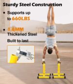 TABEKE Push Up Bar, 14'' Excessive Metal Parallettes & Dip Bar with Full Co... - Image 3