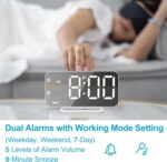 Slim LED Digital Alarm Clock, Mirror Floor for Make-up, with Diming, ... - Image 4