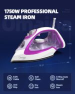 Steam Iron for Garments, 1750W Iron with Fast Heating, Non-Stick Ceram... - Image 4