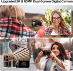 Upgraded 5K Twin Display Digital Digicam,80MP Vlog Pictures Digicam fo... - Image 6