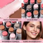 KIMUSE Cream Contour Stick Duo, Cream Blush Stick, Bronzer Shaping Sti... - Image 5