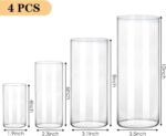 Fixwal 4pcs Clear Glass Cylinder Vases, 4, 6, 8, 10 Inch Tall Cylinder... - Image 3