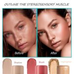 RoseFlower 3pcs Face Contour Stick, Highlighter Stick Blush Stick Crea... - Image 9