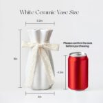 White Ceramic Flower Vase, 8'' Trendy Ornamental Vases Minimalism Boho... - Image 3