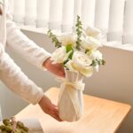 White Ceramic Flower Vase, 8'' Trendy Ornamental Vases Minimalism Boho... - Image 6